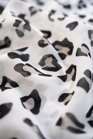 Georgette White with Black Dot Digital Print