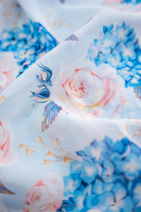 Georgette Ice Blue With Digital Print - Image 4