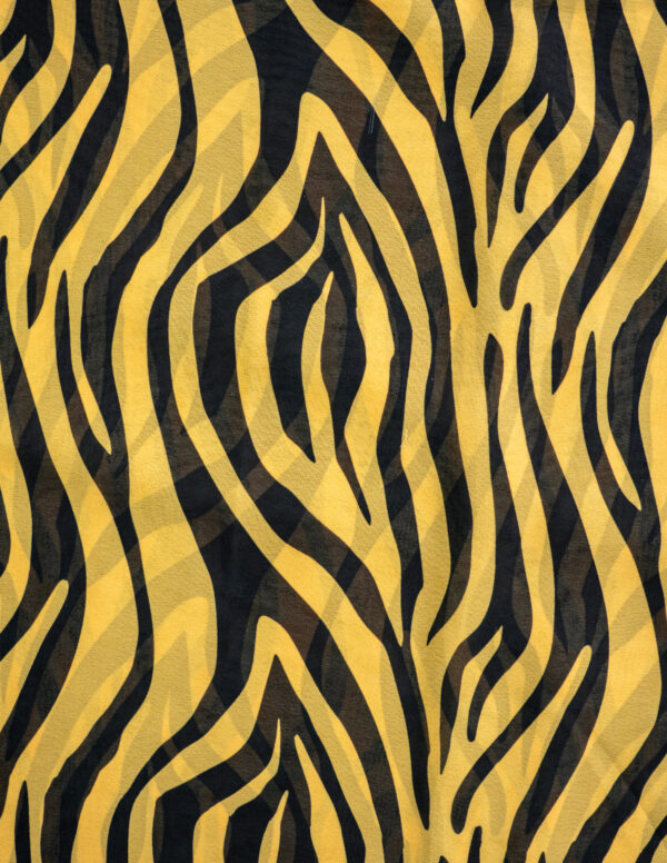 Georgette Tiger Digital Print Yellow with Black Stripes - Image 5