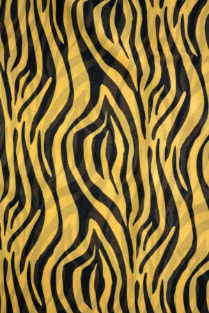 Georgette Tiger Digital Print Yellow with Black Stripes