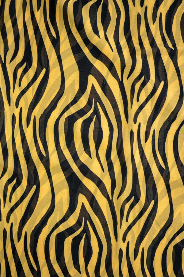 Georgette Tiger Digital Print Yellow with Black Stripes - Image 4