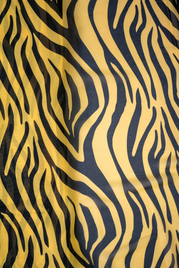 Georgette Tiger Digital Print Yellow with Black Stripes - Image 7
