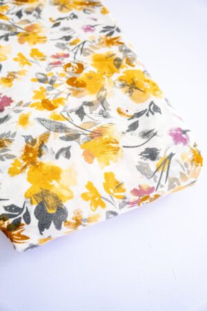 Flex Cotton White Base With Yellow Print