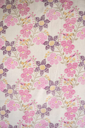 Flex Coton Kalamkari Cotton Wine And Pink Flower