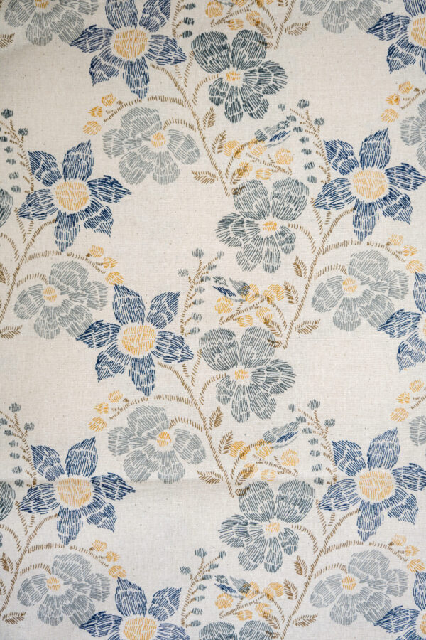 Flex Cotton Kalamkari Print Blue Flower print - Image 2