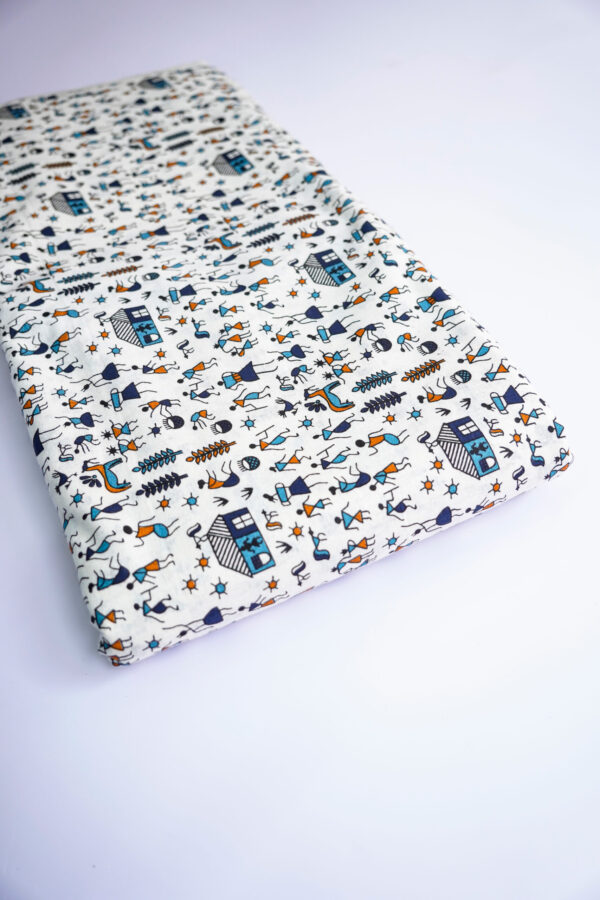 Cotton Kalamkari Print Blue - Image 2