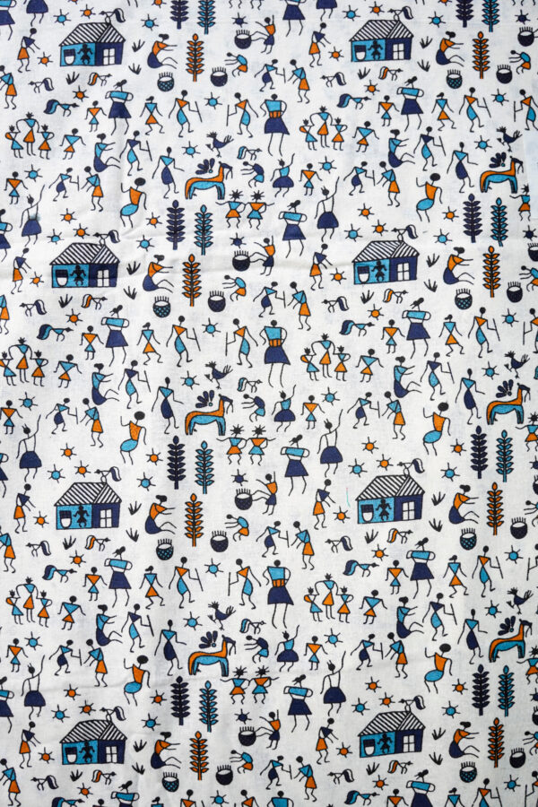 Cotton Kalamkari Print Blue - Image 3