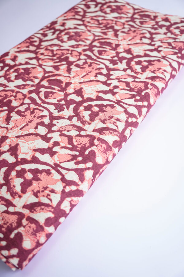 Cotton Block Print Maroon - Image 2