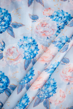 Georgette Ice Blue with Digital Print