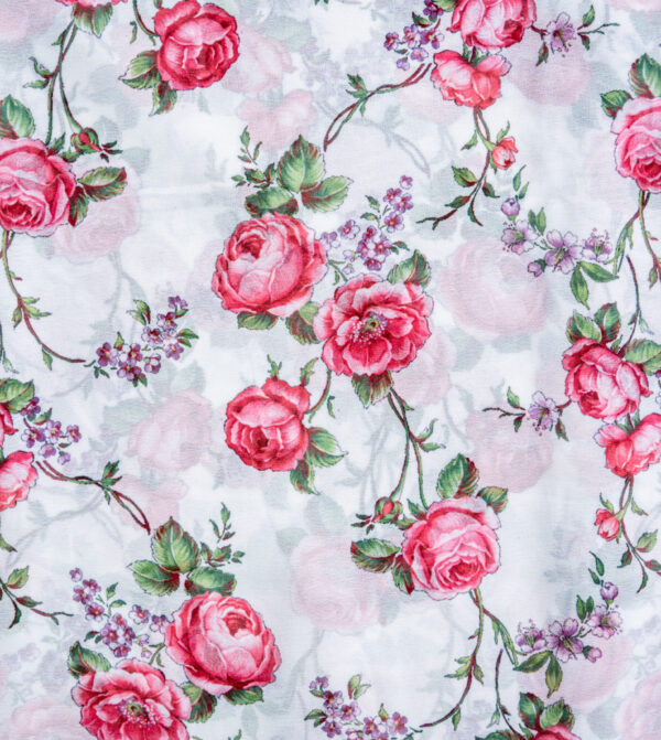 Georgette White with Red Rose Digital Print - Image 2