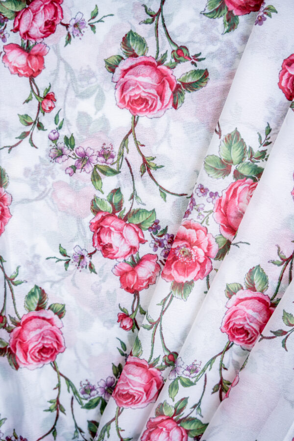 Georgette White with Red Rose Digital Print - Image 6