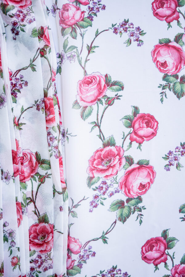 Georgette White with Red Rose Digital Print - Image 7